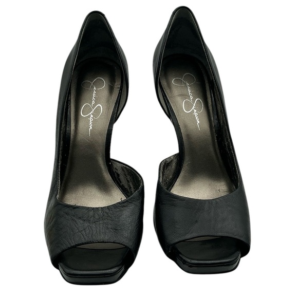 Jessica Simpson leather‎ open toe heel size 8.5 Y2K - Picture 1 of 9